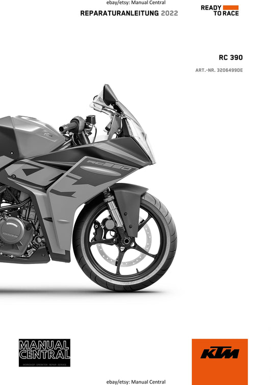 German Language - KTM 2022 - RC 390 - Reparaturanleitung - Service Workshop Repair Manual