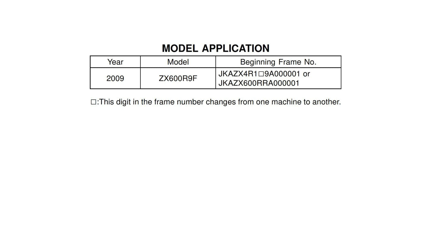 Kawasaki Ninja ZX-6R ZX600R9F- 2009 - Workshop Service Repair Manual