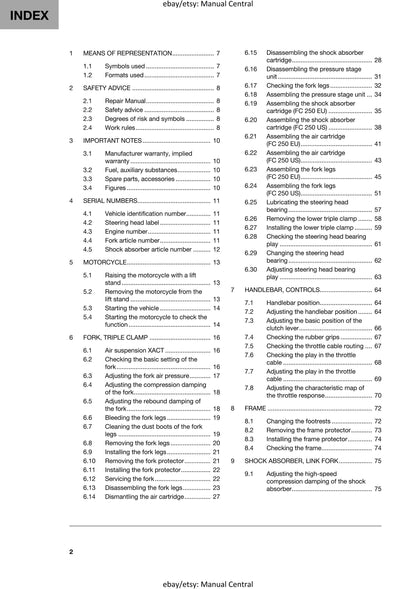 Husqvarna 2024 - FC 250 - Service Workshop Repair Manual