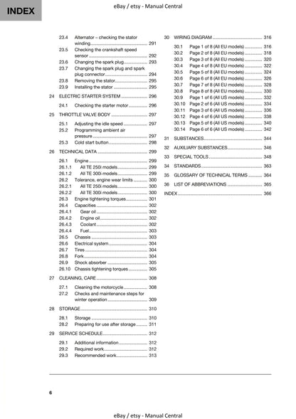 Husqvarna 2020 - TE 250i 300i Jarvis Edition - Workshop Service Repair Manual