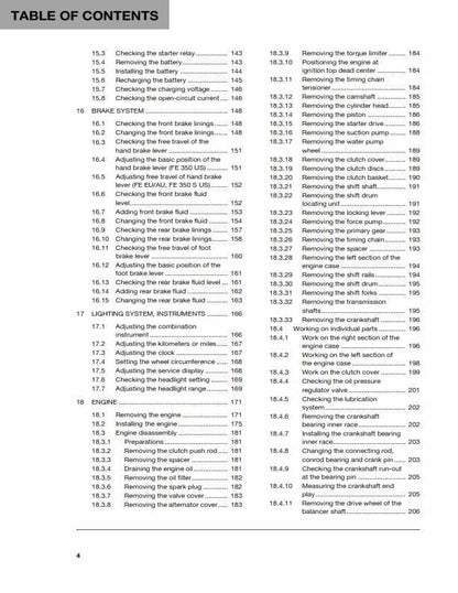 Husqvarna 2016 - FE 350 - Service Workshop Repair Manual