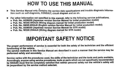 Nissan R34 Facelift - Service Data Specifications - Trouble Diagnosis Information - Manual
