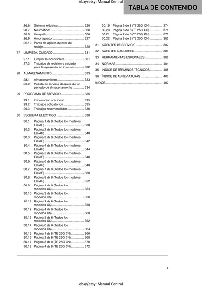 Spanish Language - Husqvarna 2022 - TE 250i 300i Rockstar Edition - Manual de Reparacion