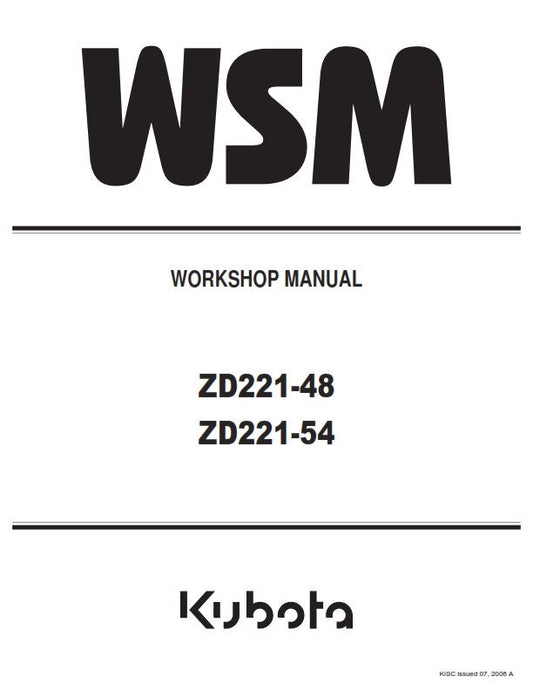 Kubota - ZD221-48 ZD221-54 - Workshop Service Repair Manual