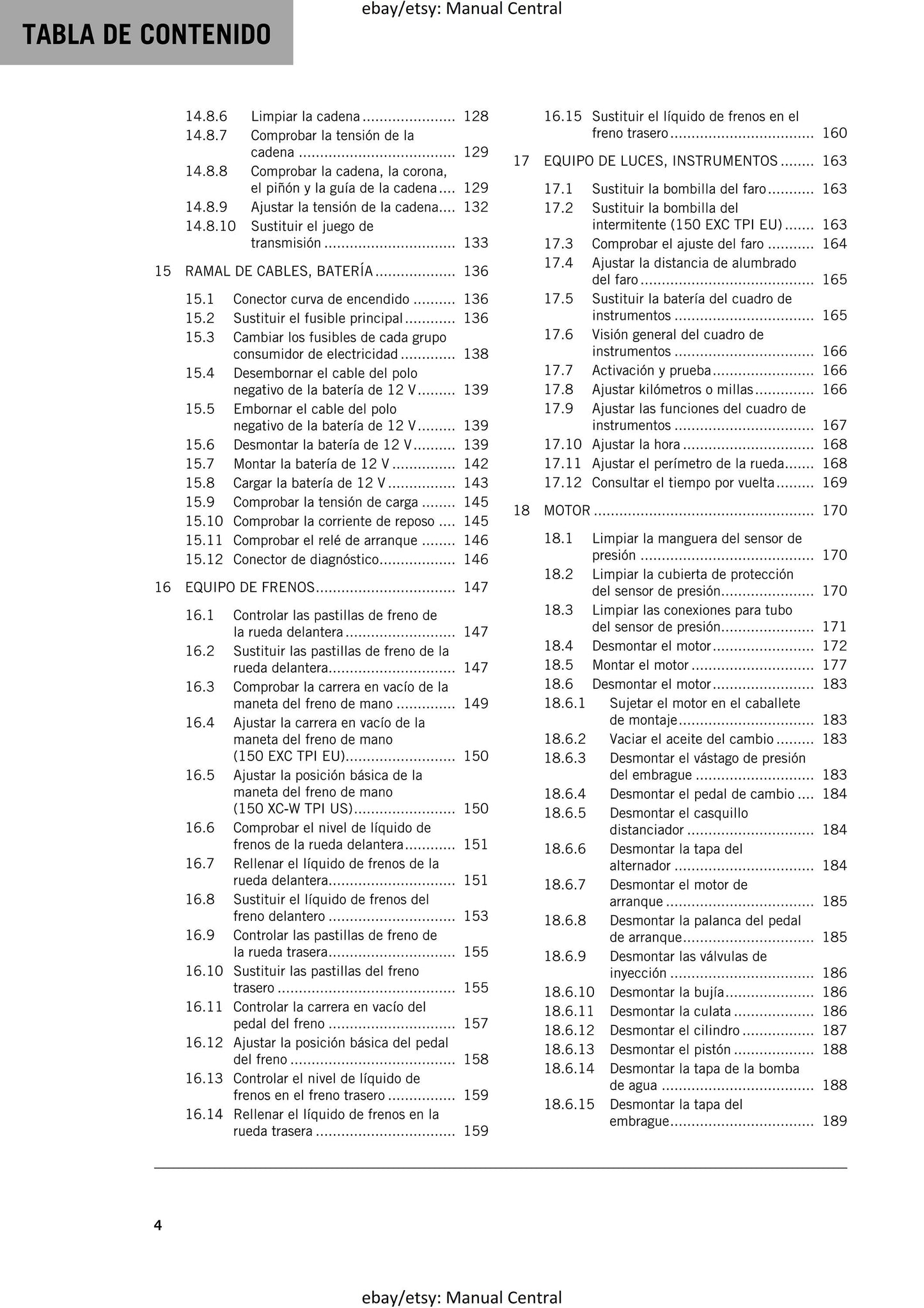 Spanish Language - KTM 2021 - 150 Exc Xc-w Tpi - Manual de Reparacion