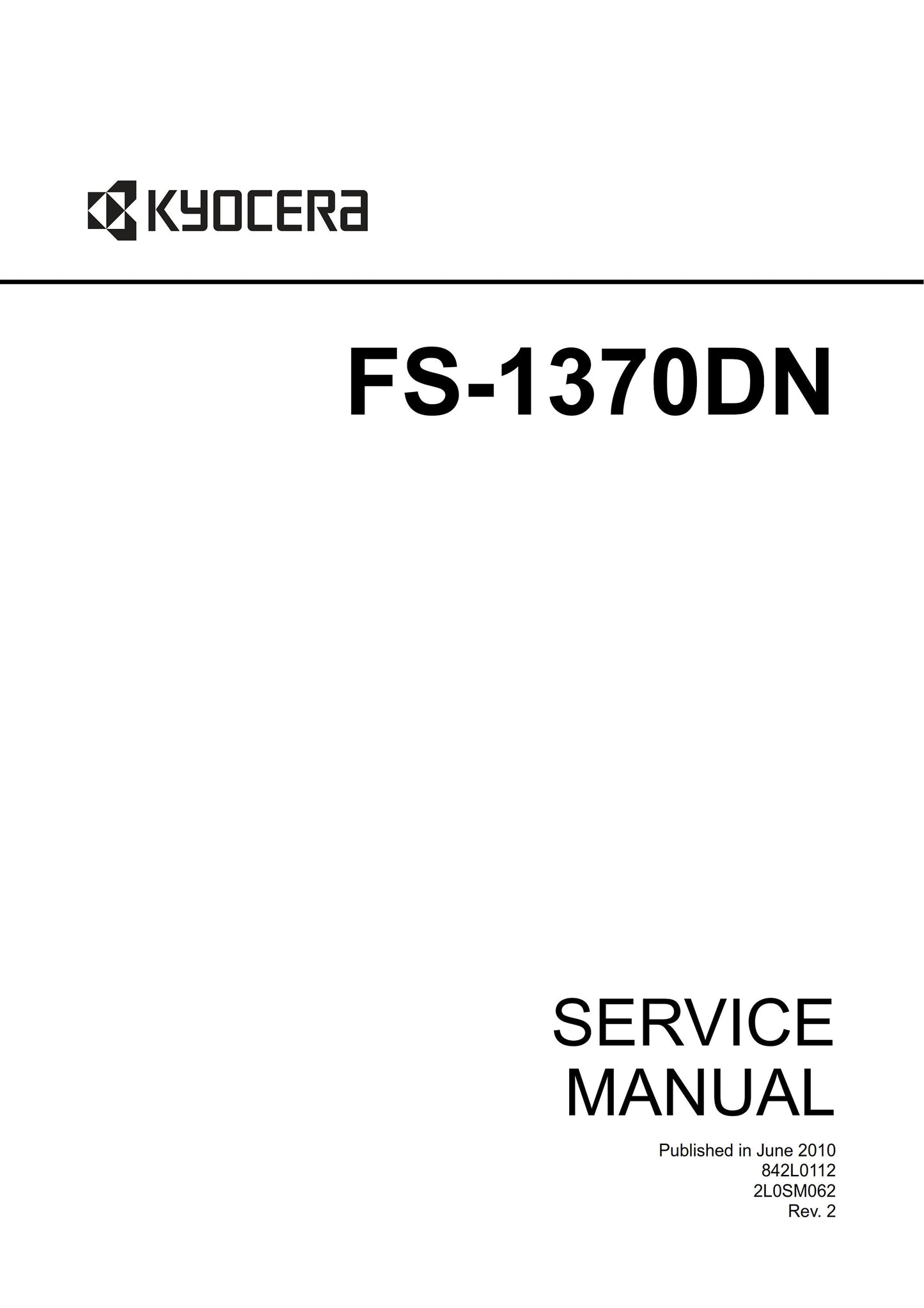 Kyocera FS-1370DN - Service Workshop Repair Manual - June 2010