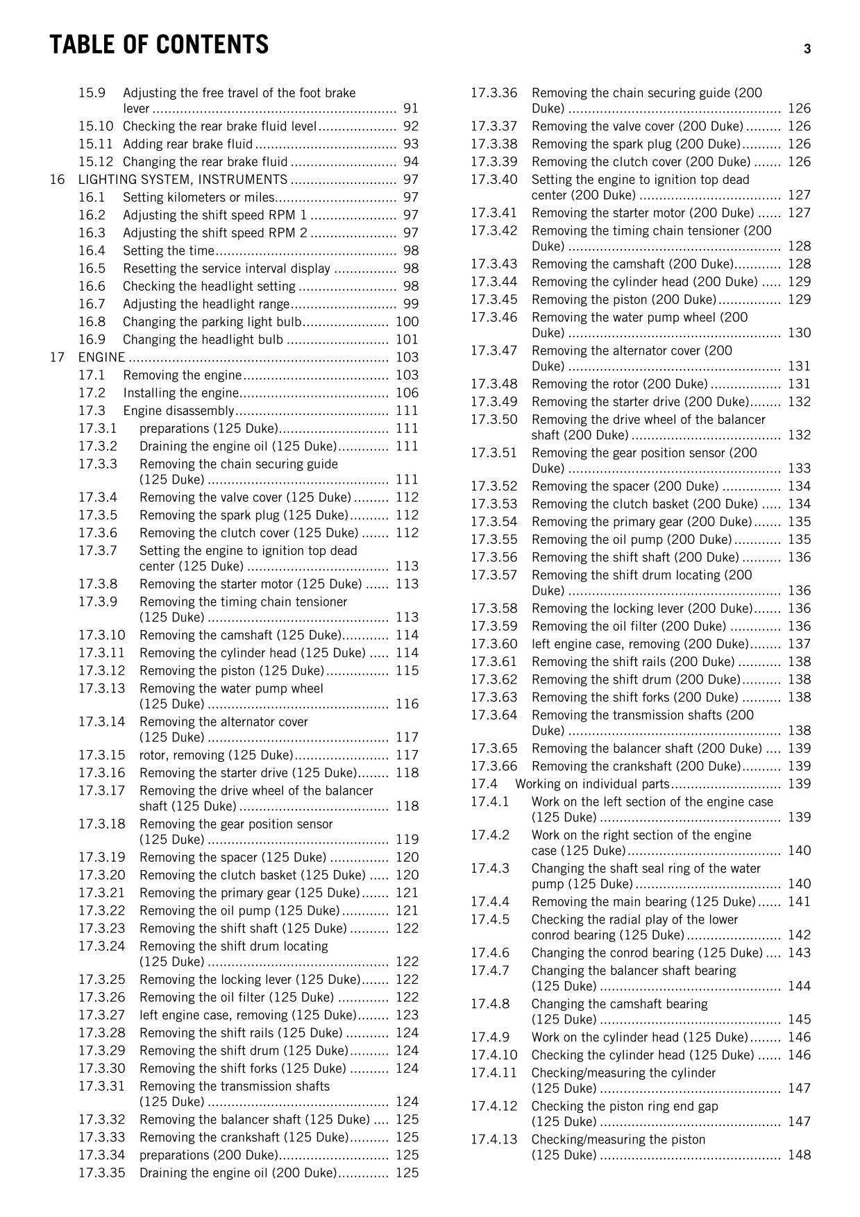 KTM 2015 - 125 200 Duke - Service Workshop Repair Manual