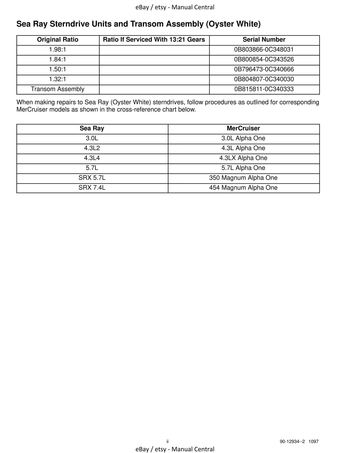 Mercury Mercruiser Service Manual 6 - Sterndrive Units - R.MR Alpha One SS