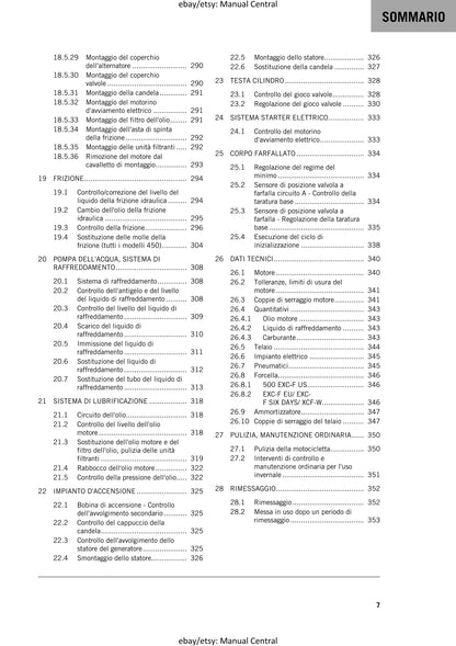 Italian Language - 2021 KTM 2021 450 500 Exc-f Six Days Xcf-w - Manuale Di Riparazione
