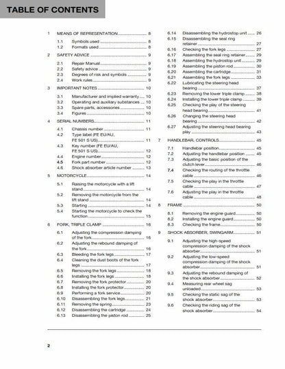 Husqvarna 2016 - FE 450 501 S - Service Workshop Repair Manual