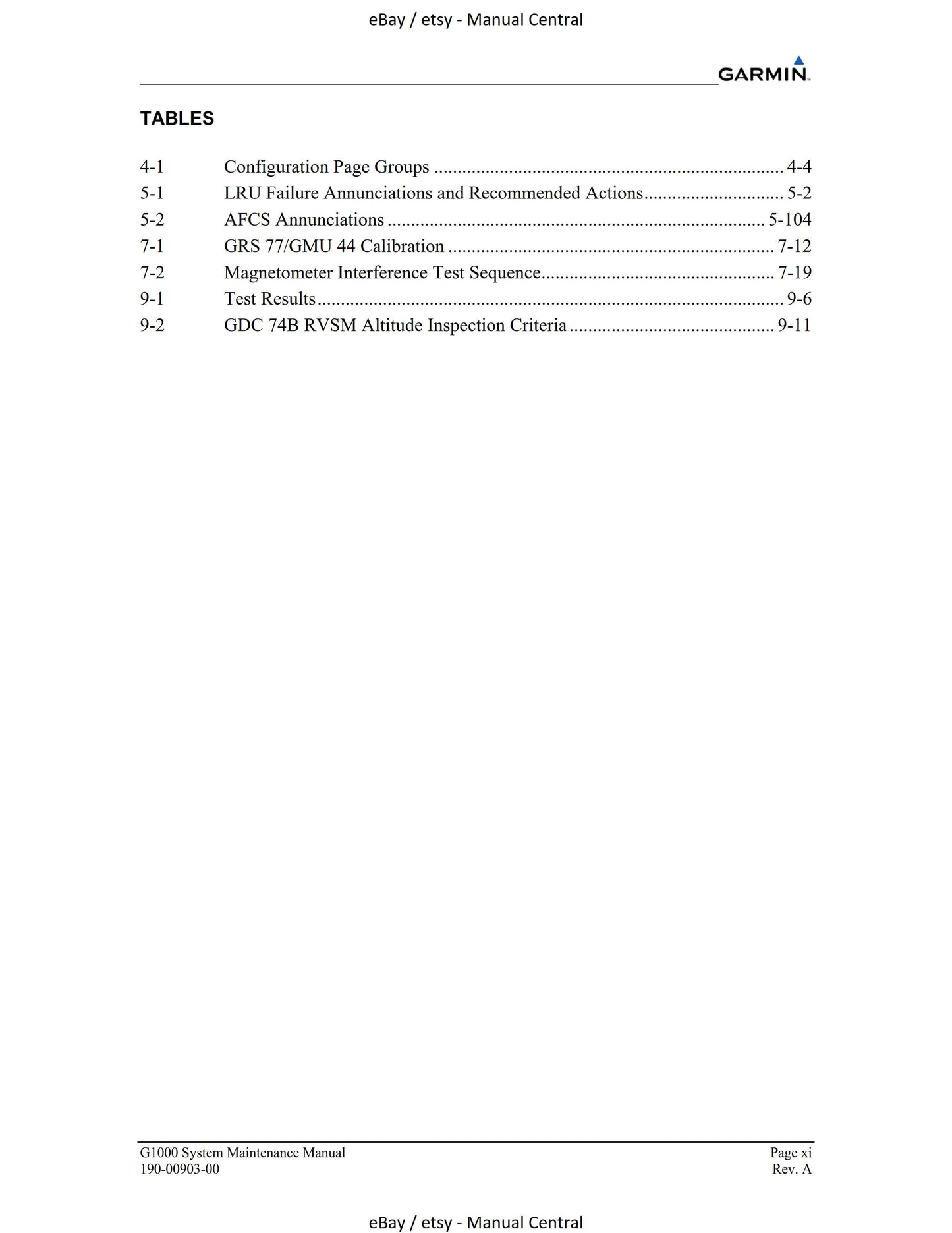 Garmin G1000 - System Maintenance Manual - LJ VLJ Aircraft