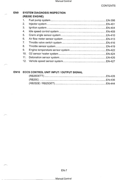 Nissan R33 Engines - RB20E RB25DE RB25DET RB26DETT - Workshop Service Repair Manual