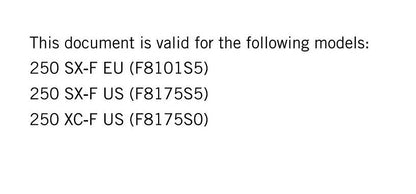 KTM 2019 - 250 SX-F XC-F - Service Workshop Repair Manual