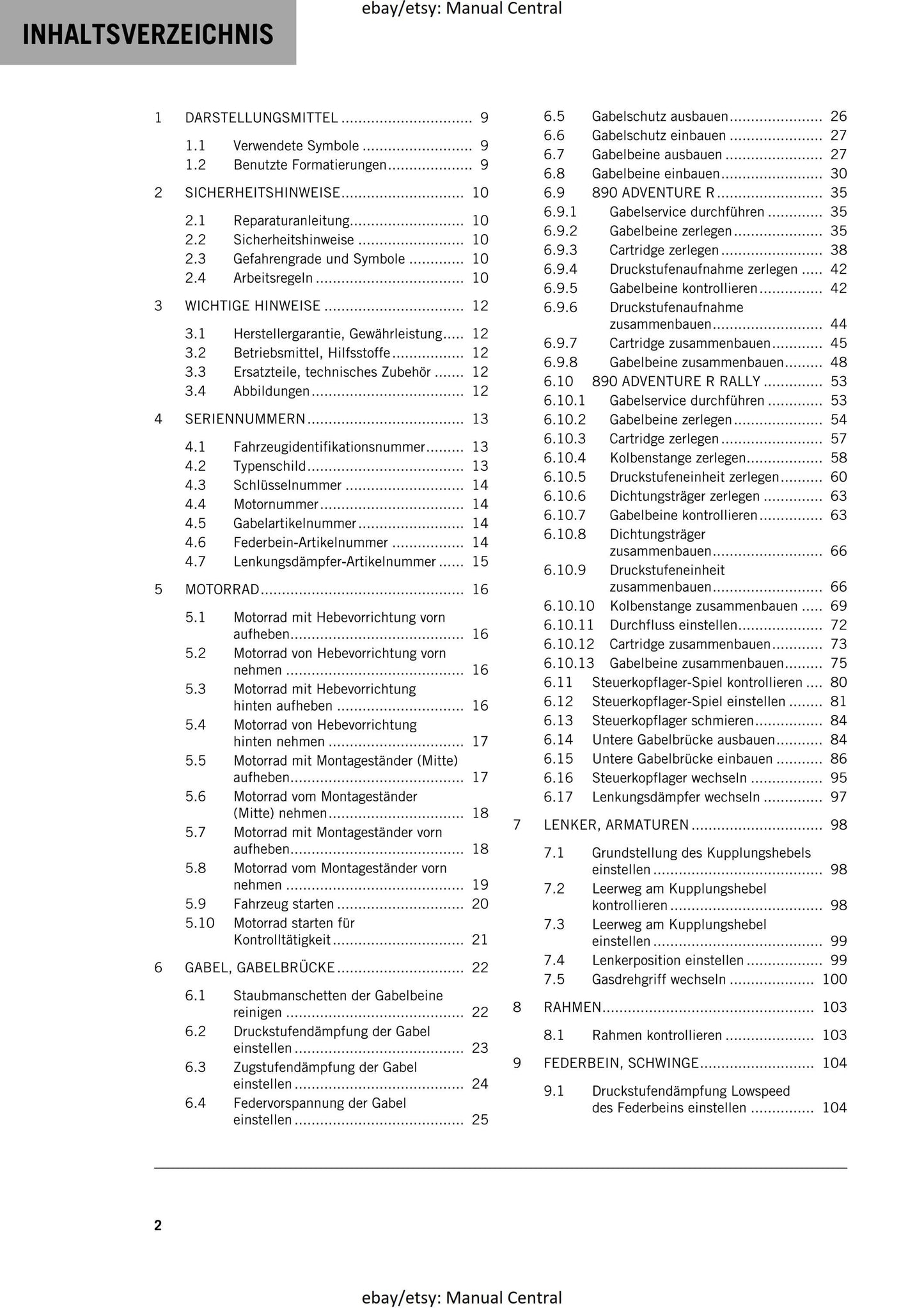 German Language - KTM 2021 - 890 Adventure R Rally - Reparaturanleitung - Service Workshop Repair Manual