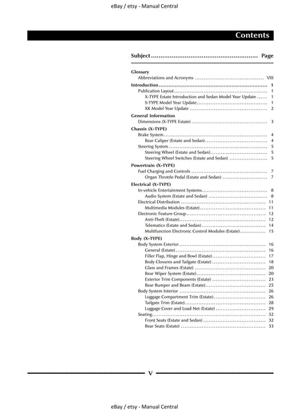 Jaguar S Type - X-Type XK Estate 2005 -  Technical Guide - Model Year Update