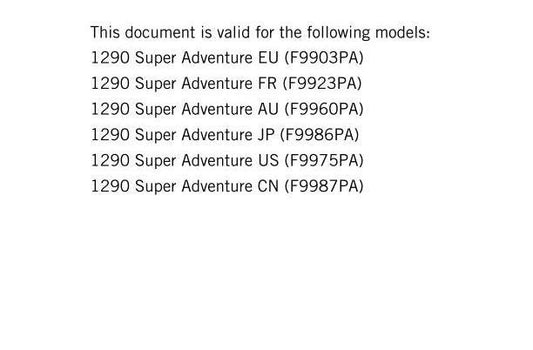 KTM 2016 - 1290 Super Adventure - Service Workshop Repair Manual