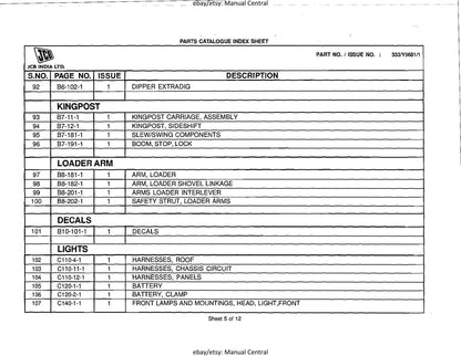 JCB 3DX Super BSIII Parts Book