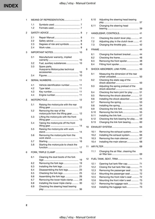Husqvarna 2023 - Svartpilen 200 - Service Workshop Repair Manual