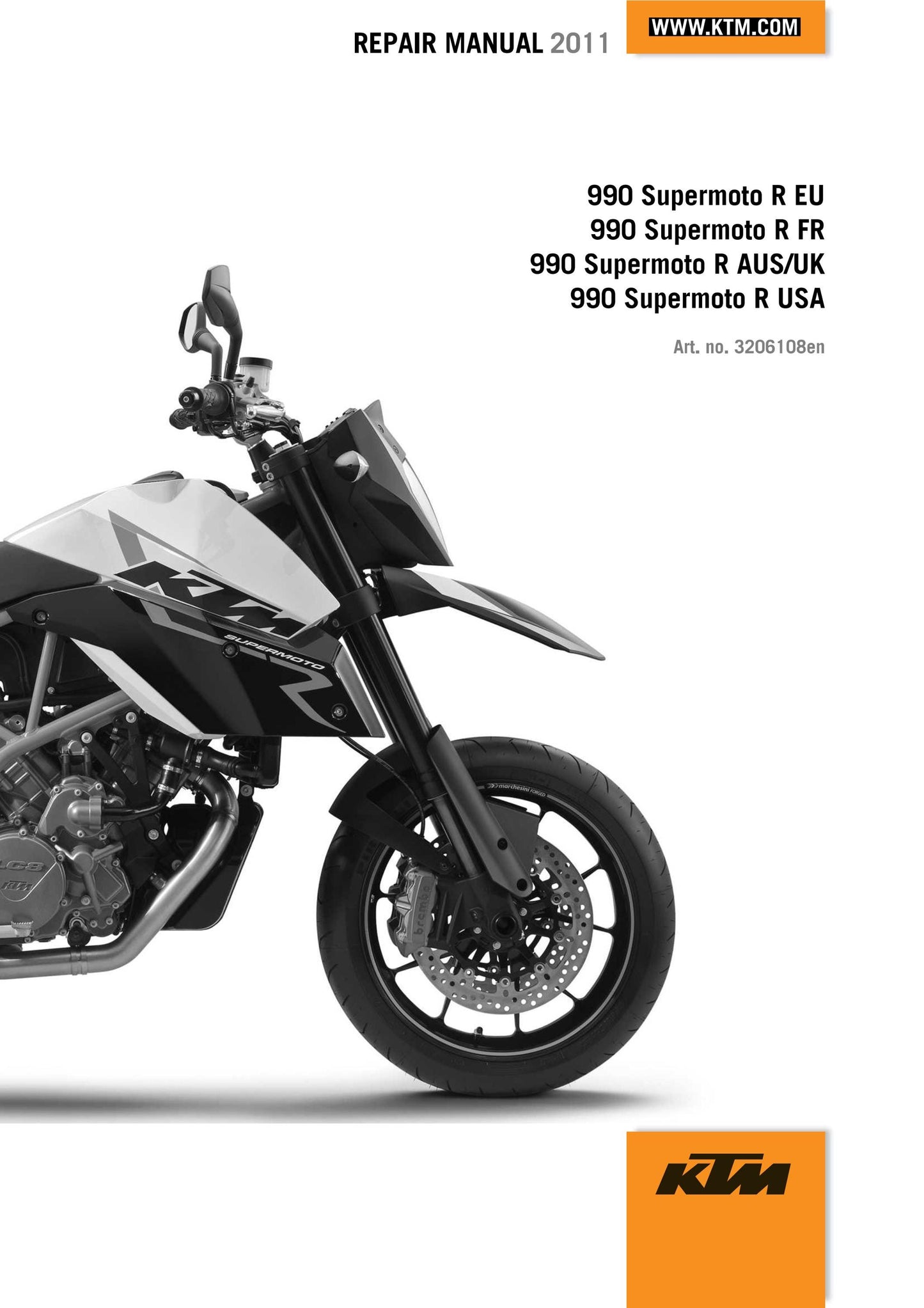 KTM 2011 - 990 Supermoto R Eu Fr Aus Uk Usa - Service Workshop Repair Manual
