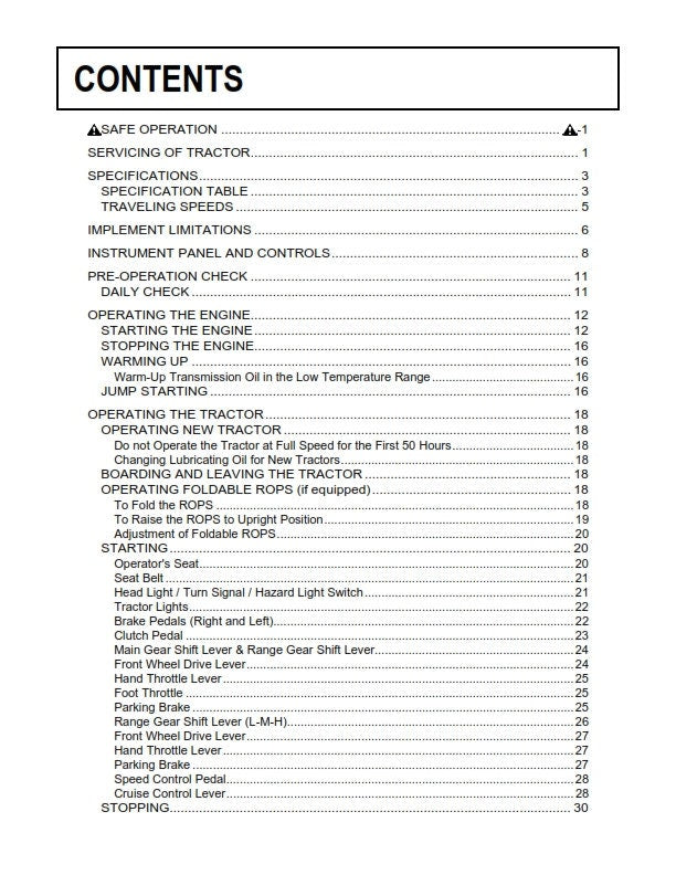 Kubota Tractor - L2501 - Operator Manual