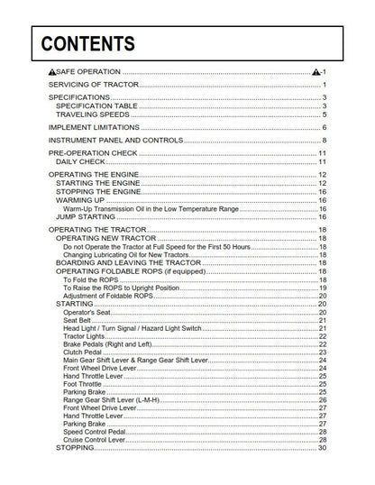 Kubota Tractor - L2501 - Operator Manual