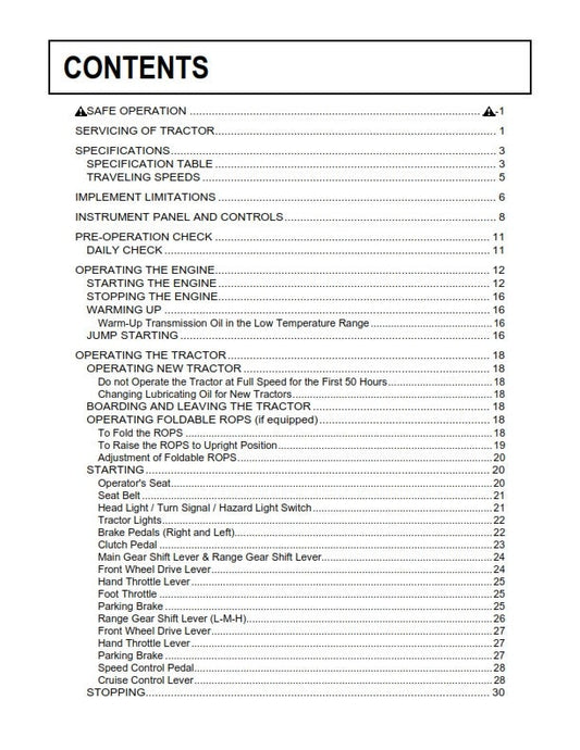 Kubota Tractor - L2501 - Operator Manual