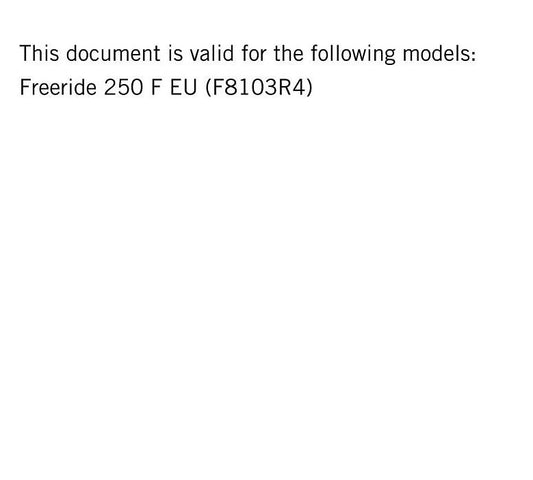 KTM 2018 - Freeride 250 F - Service Workshop Repair Manual
