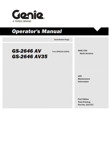 Genie - Operator Maintenance Manual - Gs-2646 AV AV35