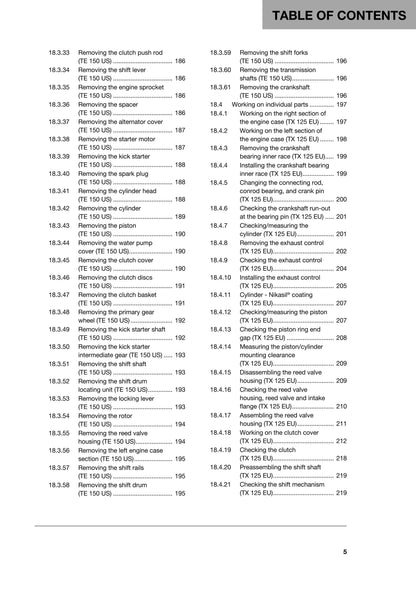 Husqvarna 2018 - TX 125 TE 150 - Workshop Service Repair Manual