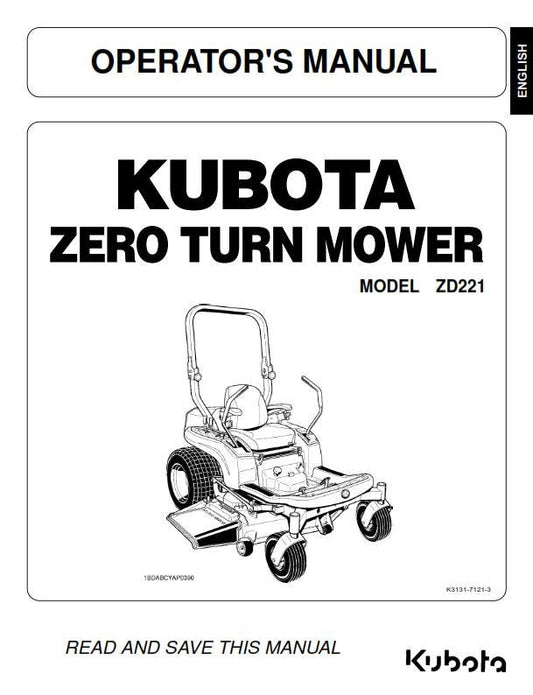 Kubota - ZD221 Zero Turn Mower Operator Manual