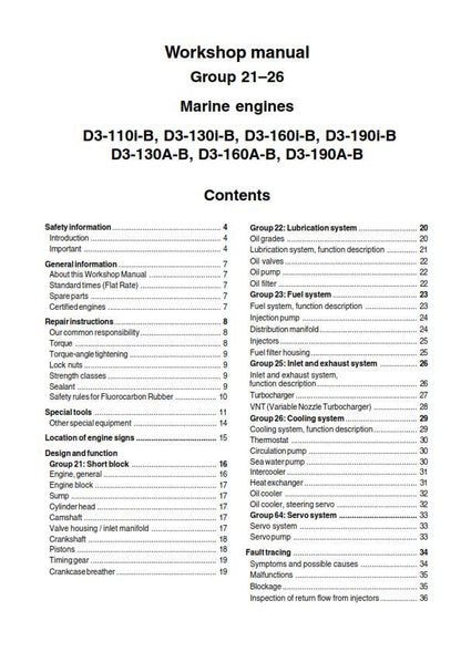 Volvo Penta - D3 110i-B 130i-b 160i-b 190i-b 130A-b 160a-b 190a-b - Workshop Service Repair Manual