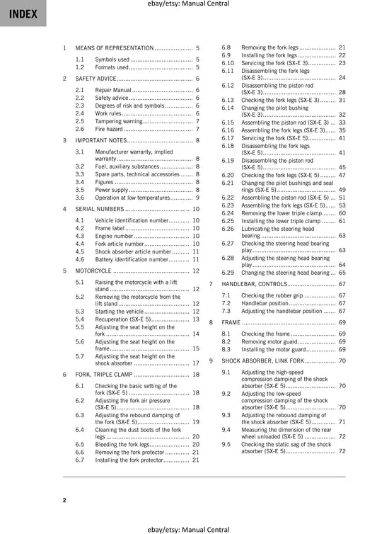KTM 2024 - Sx-e 3 Sx-e 5 - Service Workshop Repair Manual