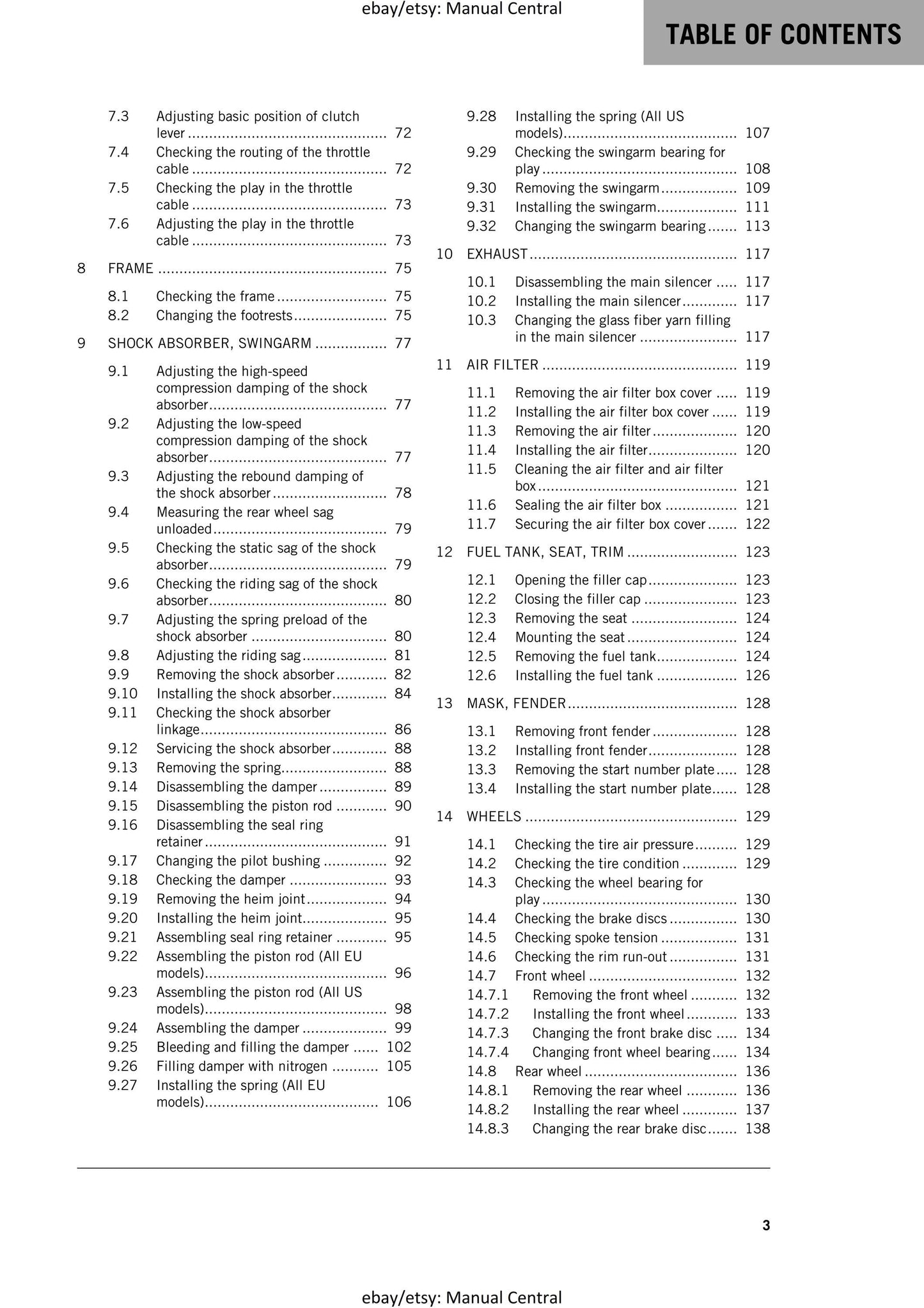 KTM 2016 - 125 150 SX - Service Workshop Repair Manual