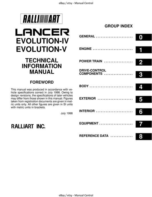 Mitsubishi Lancer Evolution Evo IV V 4 5 - Technical Information Manual