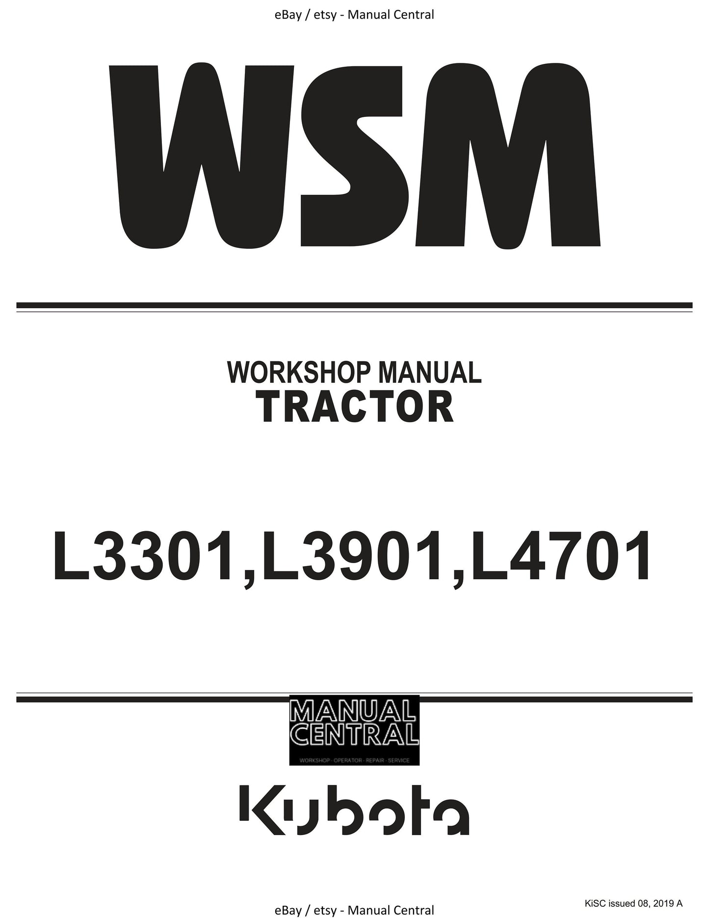 Kubota Tractor - L3301 L3901 L4701 - Workshop Service Repair Manual - 2019 Edition