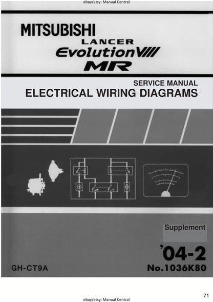 Mitsubishi Lancer Evolution Evo VIII 8 - MR Supplement - Workshop Technical Electrical Body Repair