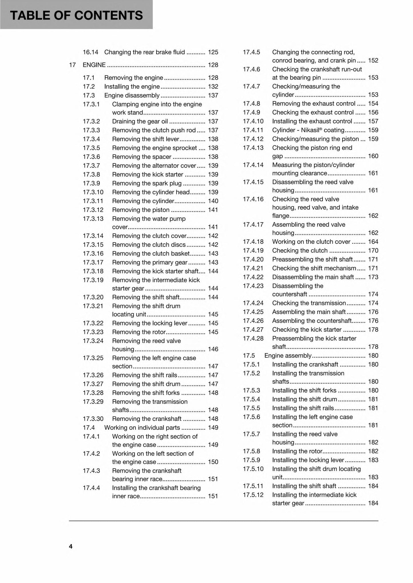 Husqvarna 2016 - TC 125 - Service Workshop Repair Manual
