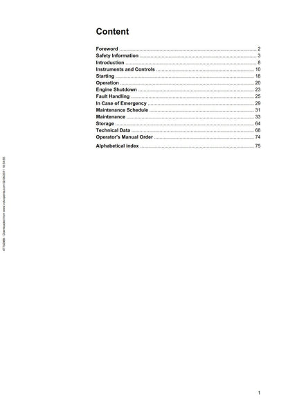 Volvo Penta - Owners Manual - D1 D2 Operator manual 2011