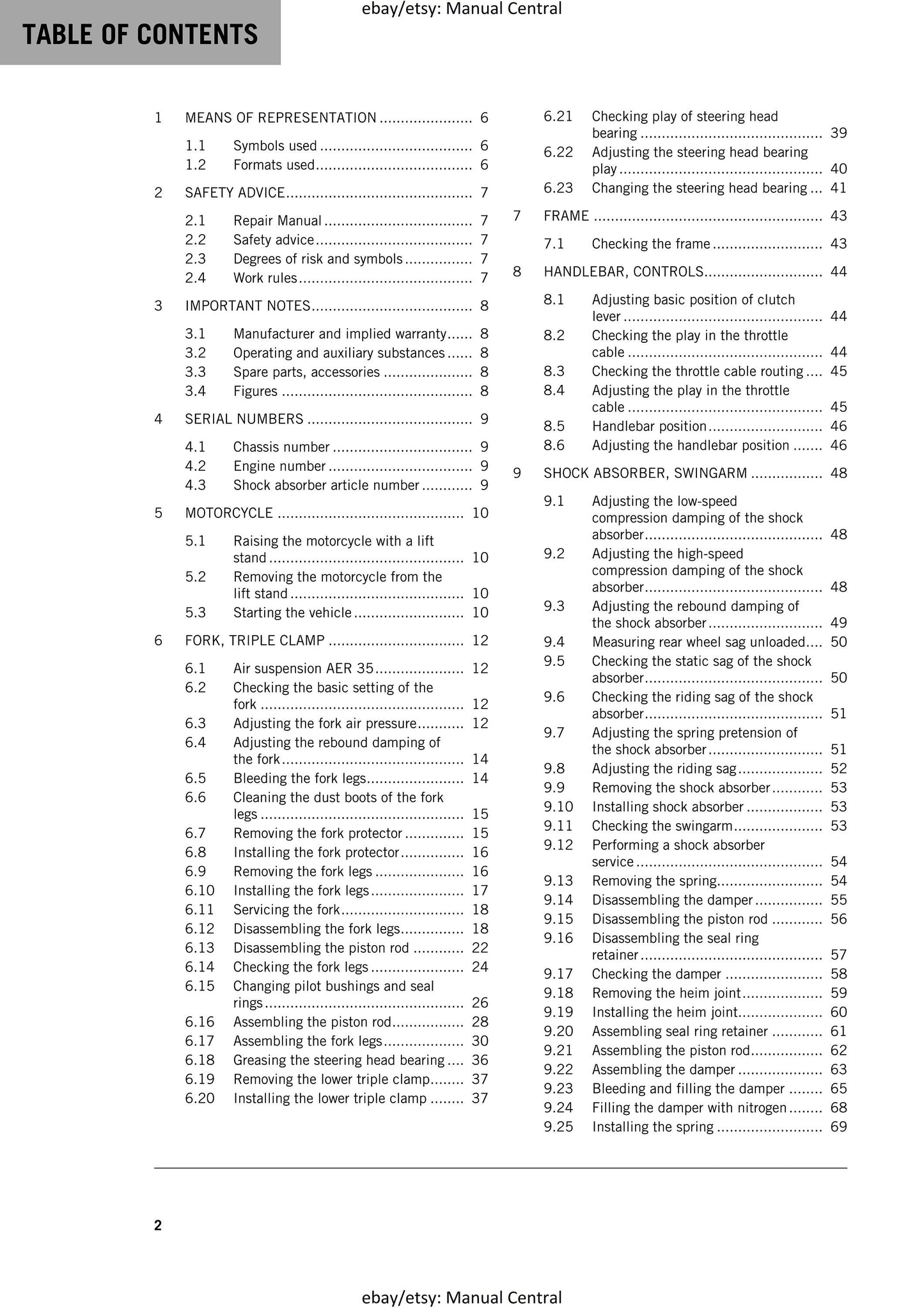 KTM 2017 - 65 SX - Service Workshop Repair Manual