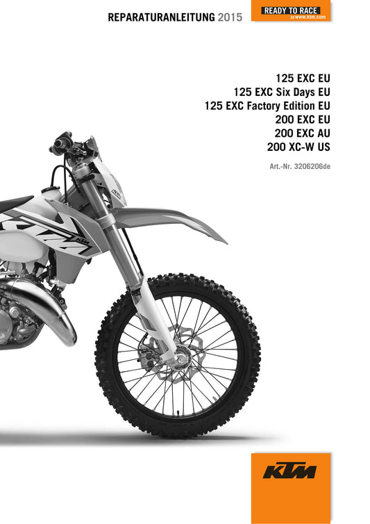 German Language - KTM 2015 - 125 200 Exc Six Days Factory Edition Xc-w - Reparaturanleitung - Service Workshop Repair Manual
