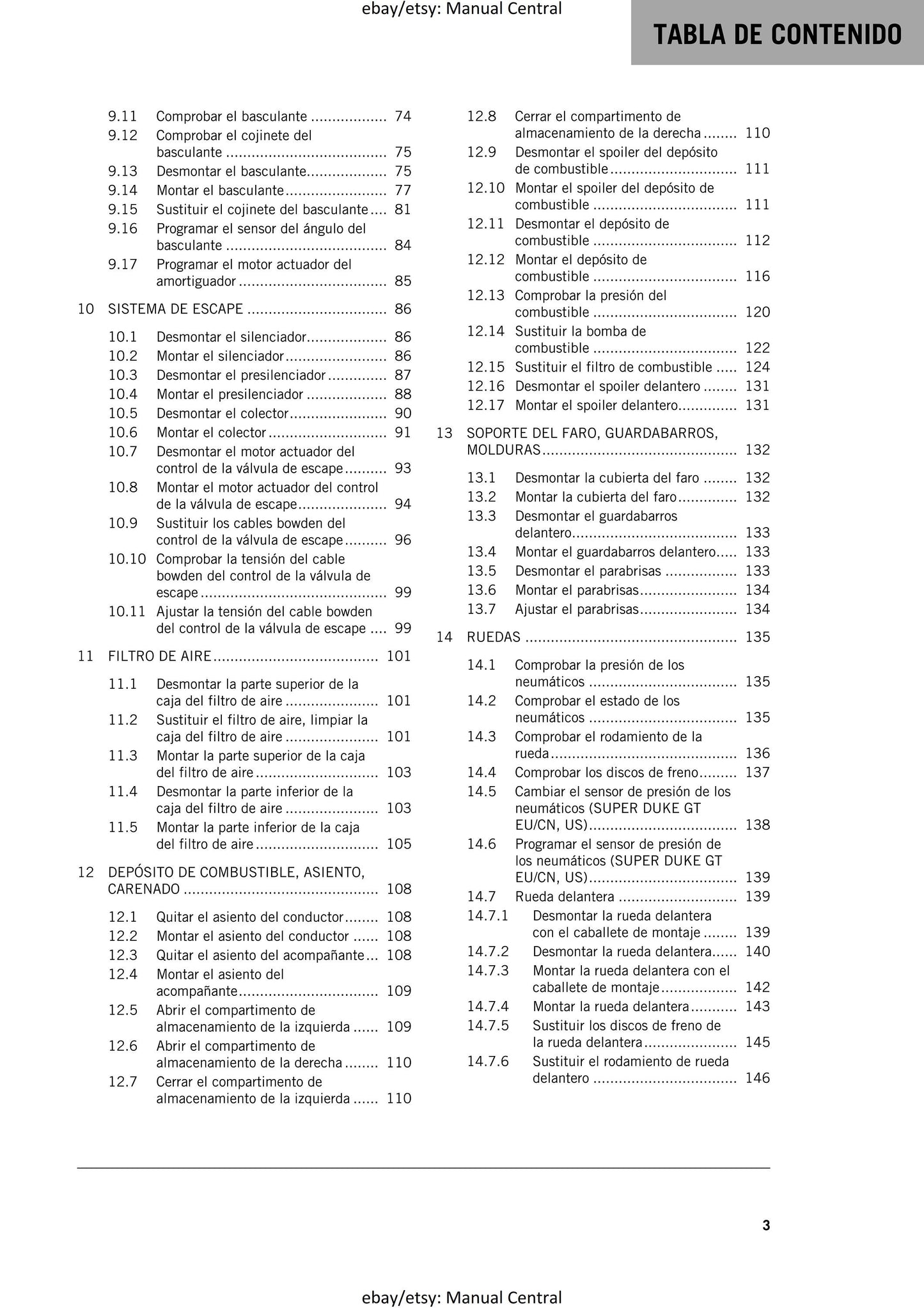 Spanish Language - KTM 2023 - 1290 Super Duke GT - Manual de Reparacion