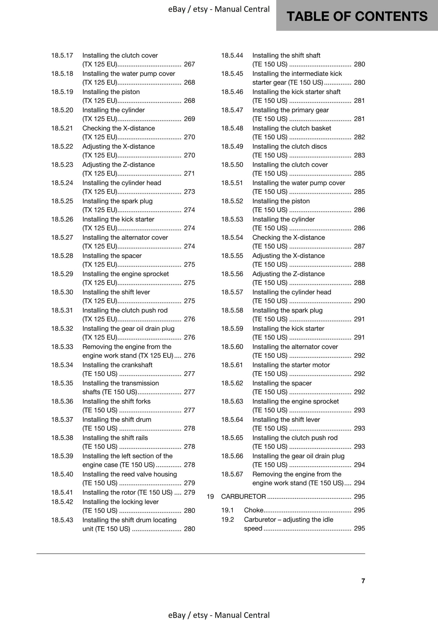 Husqvarna 2019 - TX 125 TE 150 - Workshop Service Repair Manual