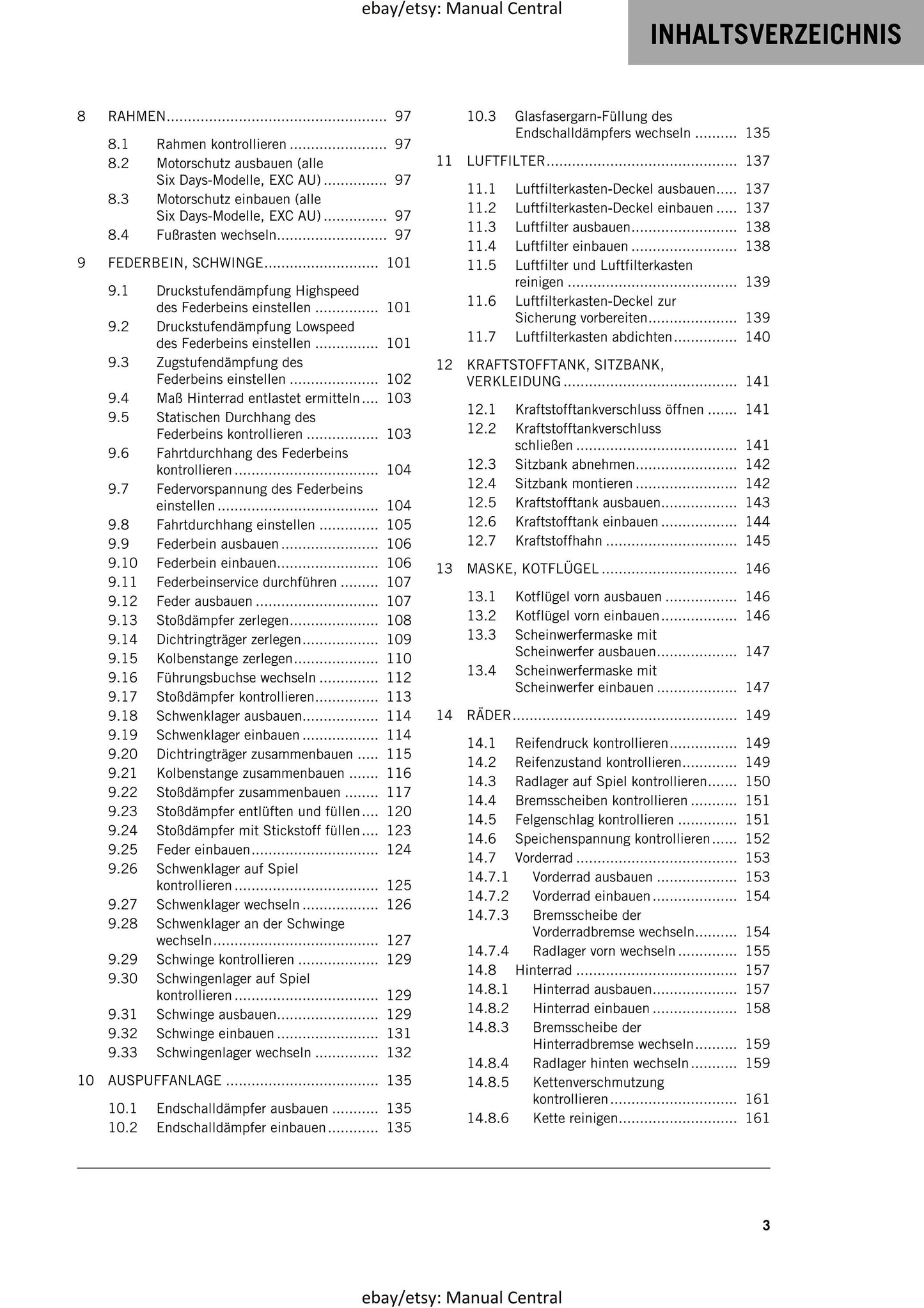 German Language - KTM 2018 - 250 300 Exc Xc-w Six Days - Reparaturanleitung - Service Workshop Repair Manual