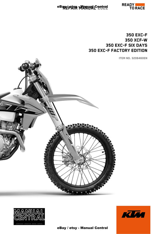 KTM 2022 - 350 Exc-f Xcf-w Six Days Factory Edition - Service Workshop Repair Manual