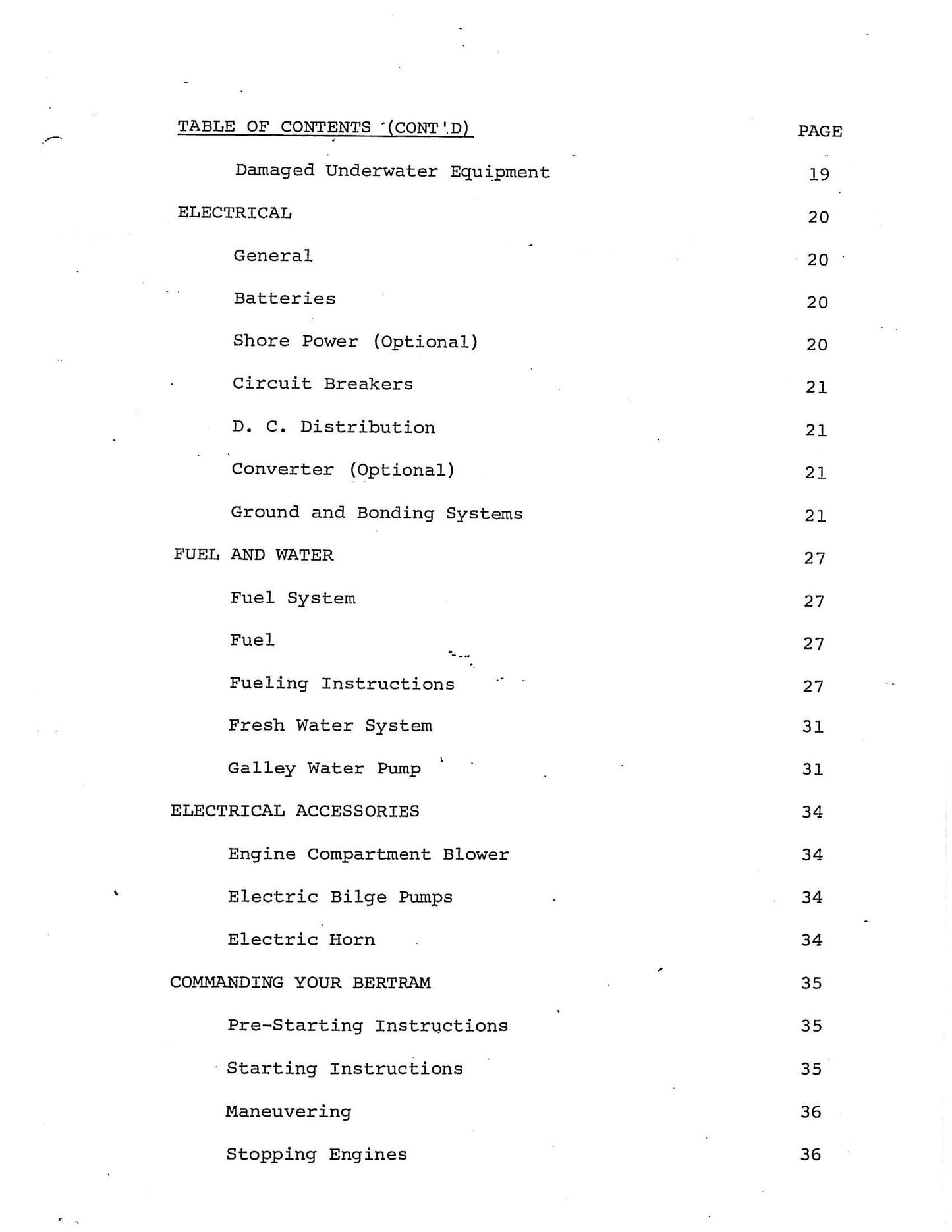 Bertram 31  - Owners Manual