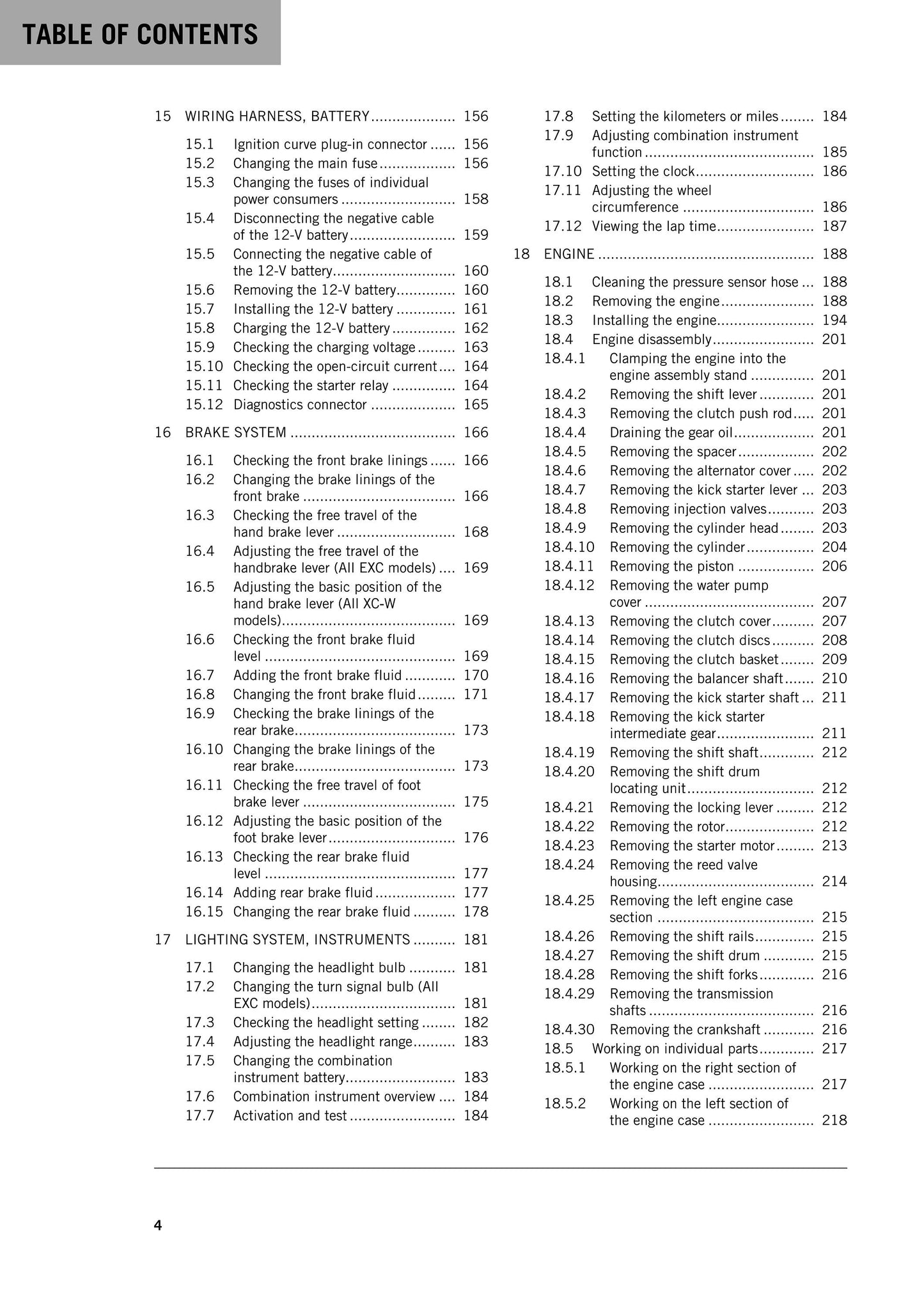 KTM 2019 -250 300 Exc Six Days TPI Xc-w - Service Workshop Repair Manual