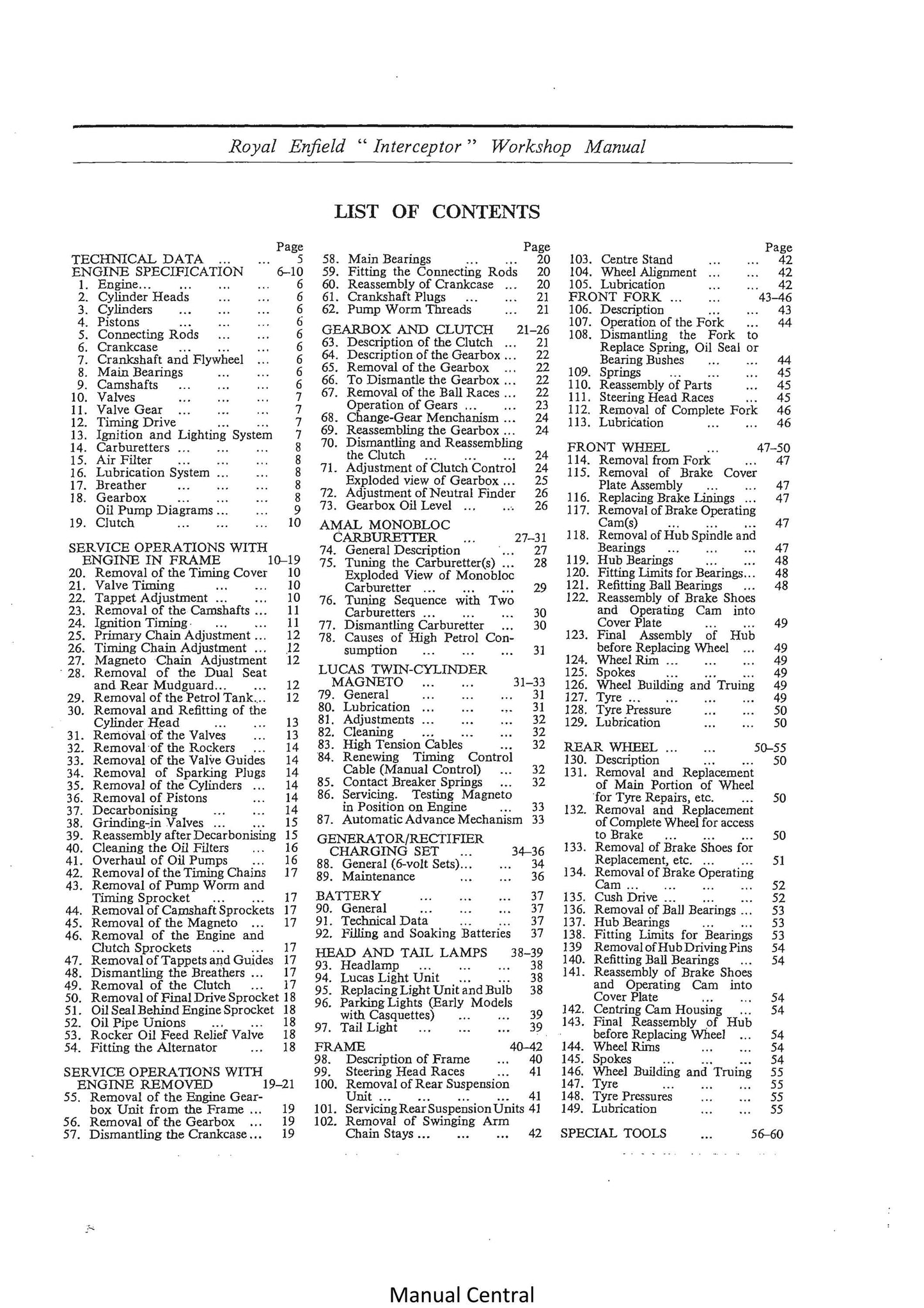 1962 to 1966 Royal Enfield 736 Interceptor Workshop Service Repair Manual