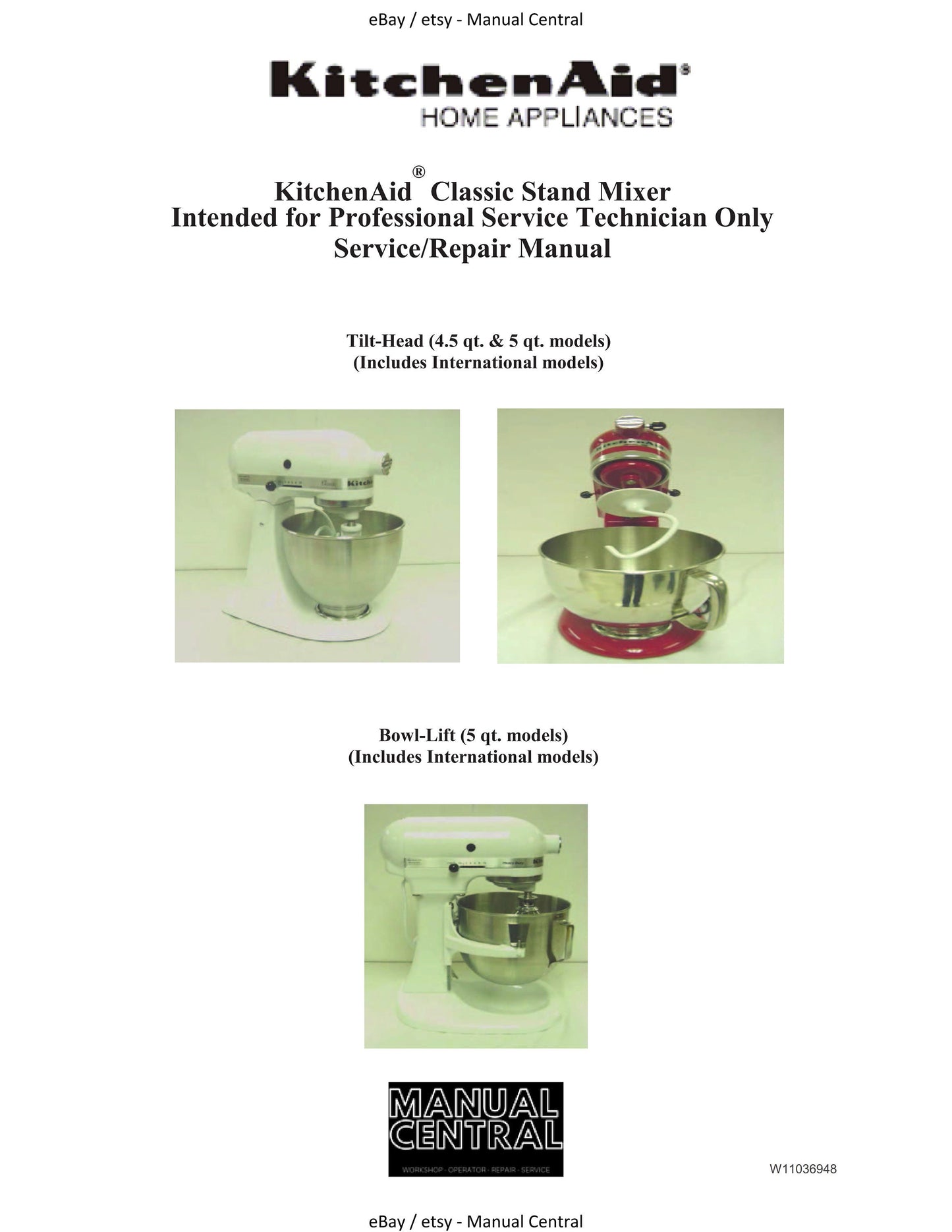 KitchenAid Kitchen Aid - Service Workshop Service Manual - Classic Stand Mixer