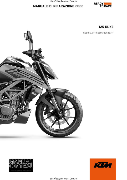 Italian Language - 2022 KTM 125 DUKE - Manuale Di Riparazione - Workshop Service Repair Manual