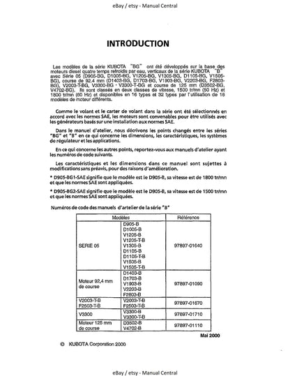 Kubota Diesel Engine - BG Series - Workshop Service Repair Manual
